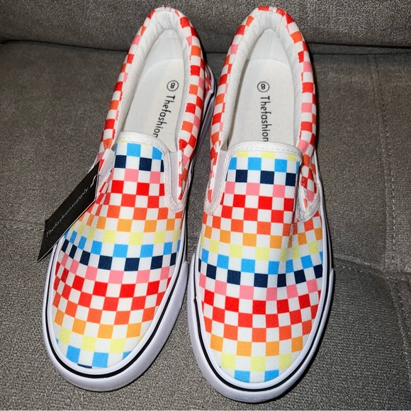 NWT Rainbow checkerboard slip on tennis shoe - Picture 7 of 7